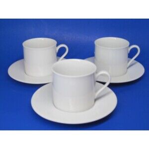 Dansk Tapestries Winter White Jack Lenor Larsen Flat Cup and Saucers 3 Sets READ